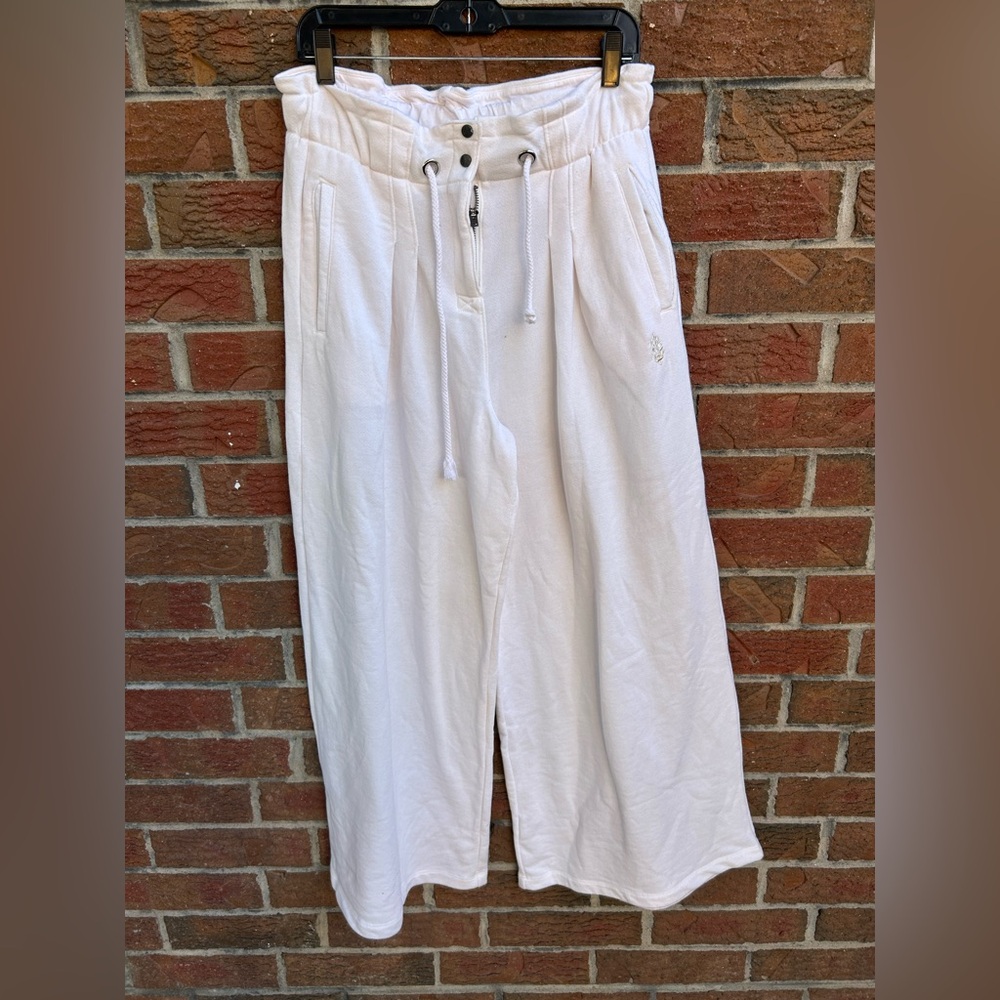 Free People Wide Leg Trouser Sweatpants Off White Medium